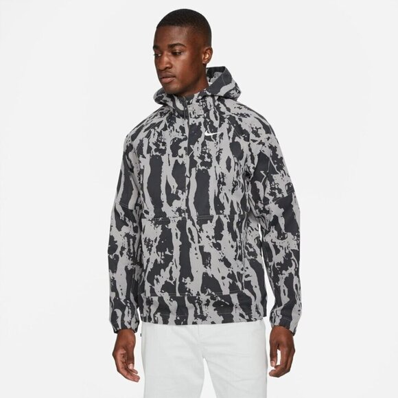 NIKE Summit White & Gray Repel Camo Golf Anorak In Dust Hoodie Mens Size XS - Picture 1 of 4